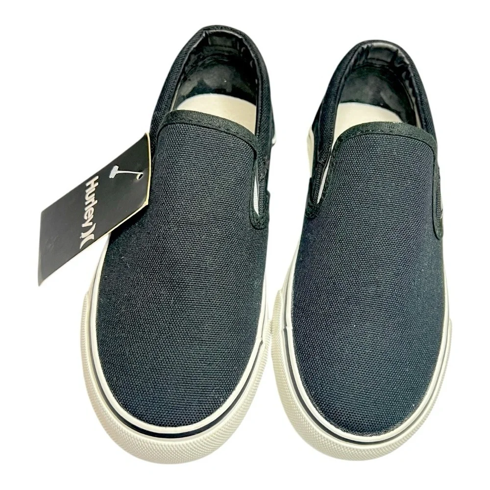 Boys Hurley Black Canvas Slip-On Size 2 Brand New No Box